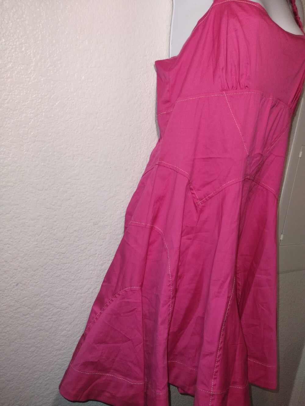 By Anthropologie Dress Hot Pink Size Medium Fit & Flare Barbiecore - Picture 7 of 16